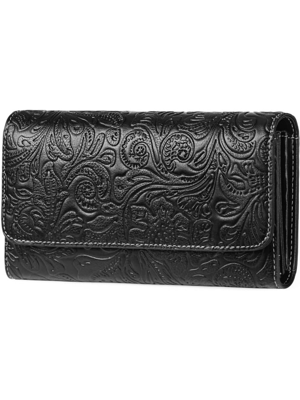 Stylish RFID Blocking Leather Wallet for Women | Western Clutch in Black